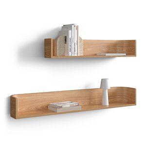Wooden shelf Octavia with decor