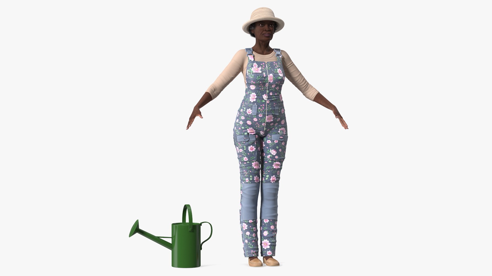 Gardener Afro American Woman Rigged 3D model preview