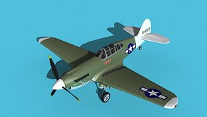 3D Curtiss P-40B Warhawk V14 USAAF model