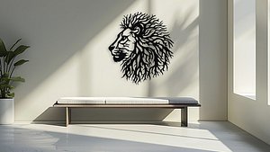 3D Lion Head Wall Decor - Vector Art for 3D Printing  Laser Cut