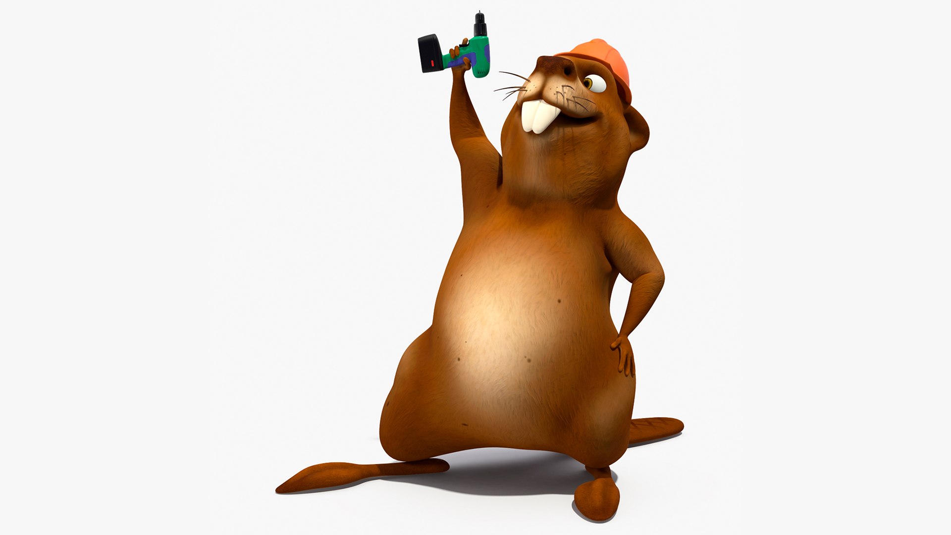 Cartoon Beaver with Screw Driver 3D model preview
