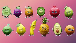 Cartoon character fruit 3D model