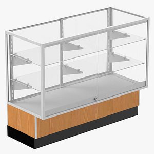 Glass front lock display with shelves 48 Wood White Beige Gray and Black1