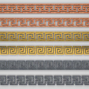 3D Greek Meander Tileable Patterns Low-poly
