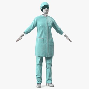 Female Medical Uniform Blood Stained 3D model