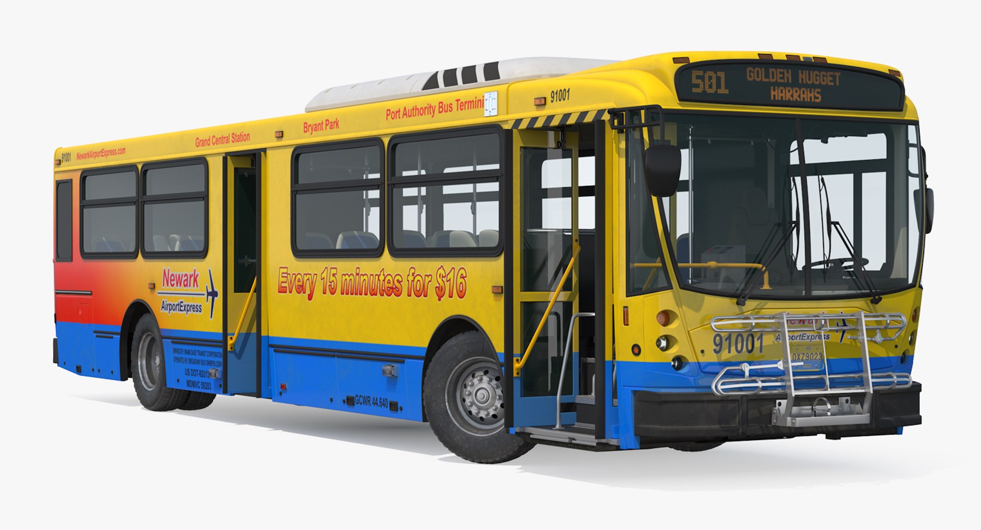 Bus Nabi Model 416 NYC Airport Express Rigged 3D Model 3D model preview