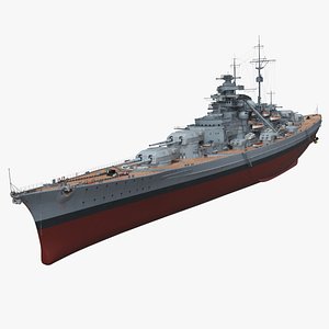 3D Bismarck 1940 Sea Trials Configuration Battleship Gray Rigged