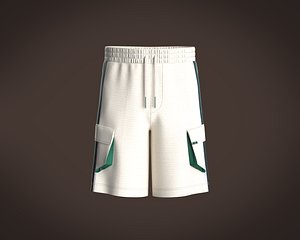 Mens pull on knit shorts with technical detailing 3D model