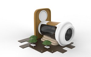 3D coffee shop Low-poly 3D mode model