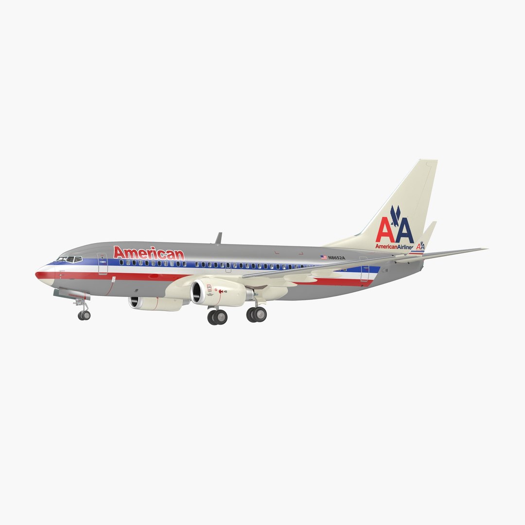 Boeing 737-700 with Interior American Airlines Rigged 3D Model 3D model preview