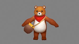 Cartoon Honeypot Bear - brown bear 3D model
