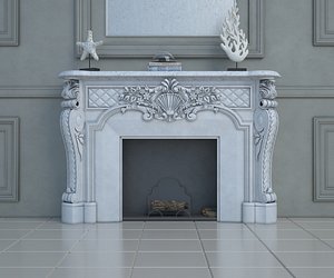classic marble fireplace 3D model