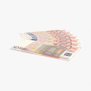 3d 50 euro bill fanned