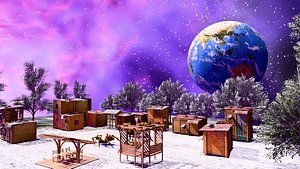 3D Alien Colony on Another Planet model