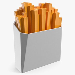 Toy French Fries in Box Plastic White 3D model