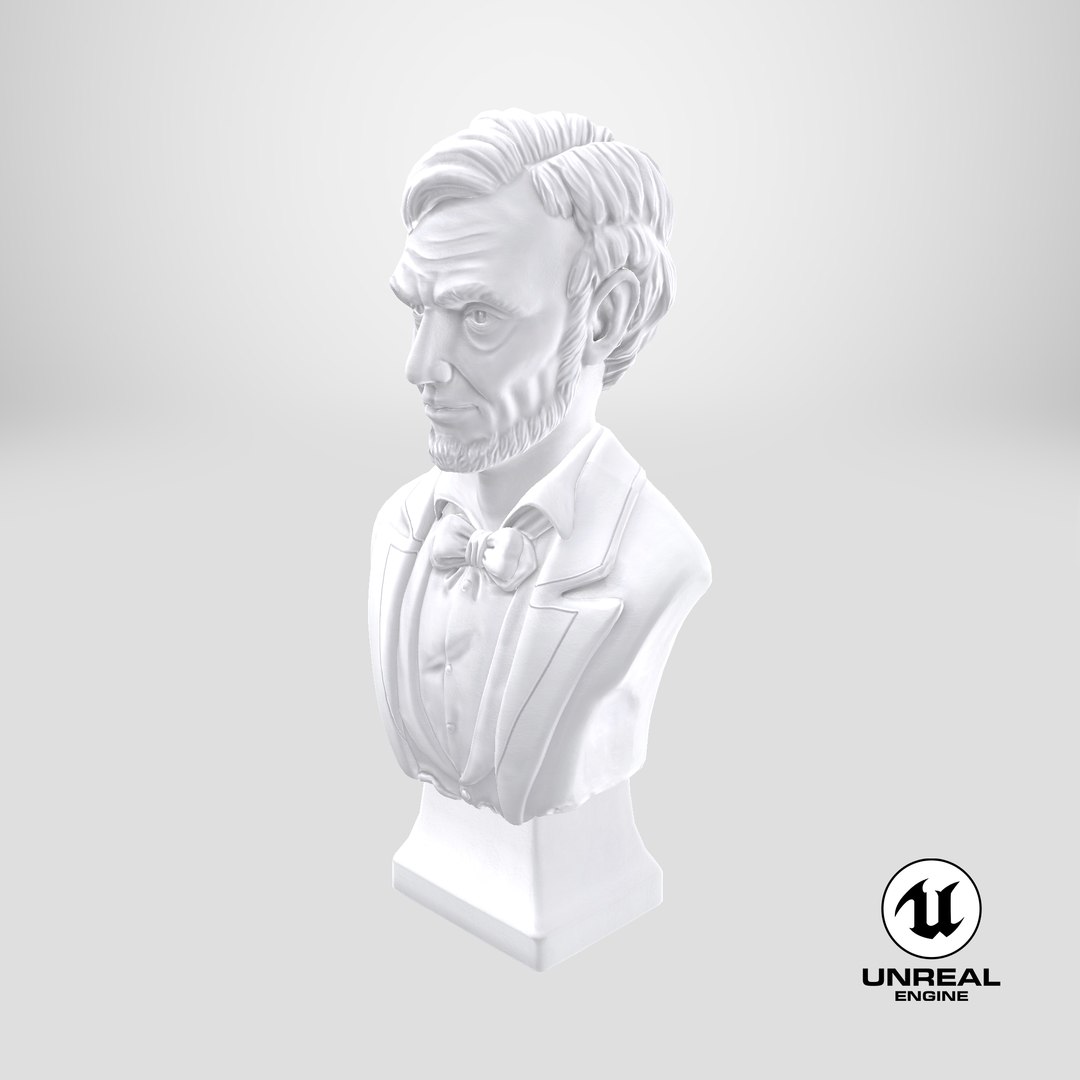 Bust of Lincoln 3D model https://p.turbosquid.com/ts-thumb/G4/S5nIpP/9b/stemcell_unreal_render/png/1738138808/1920x1080/fit_q87/9be9b9858ca9b9c7620fc225f3459504a138f238/stemcell_unreal_render.jpg