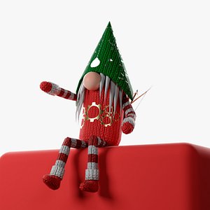 3D Low-Poly Christmas Gnome  blender file model