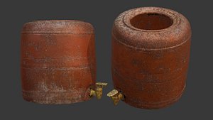 3D Rustic Round Clay Water Cooler Scan model