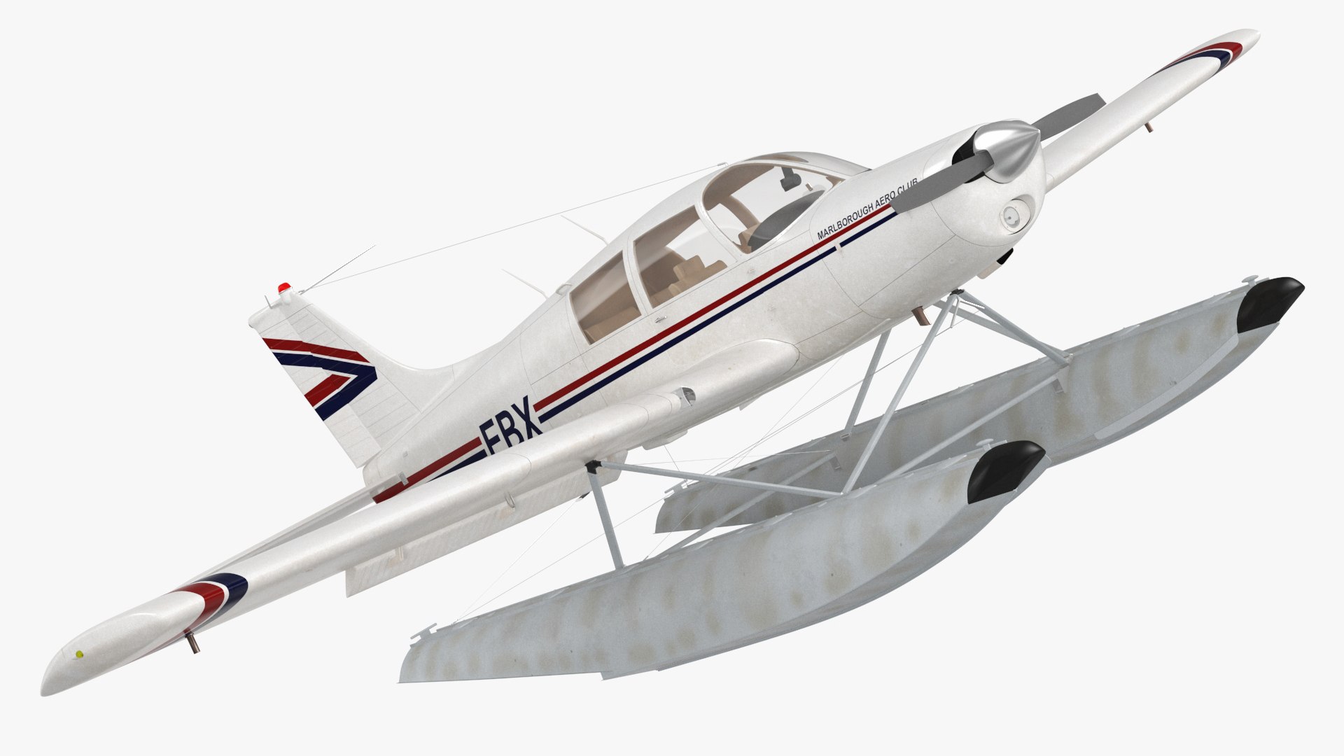 Private Seaplane Piper PA-28 Cherokee Rigged 3D model preview