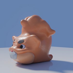Cute puppy lying or standing on head 3D model