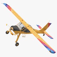 Wilga PZL 104 Airplane Yellow Simple Interior