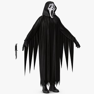 Halloween Costume Ghostface and Hunting Knife