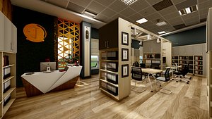 3D library interior