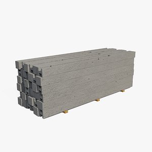 Concrete Slabs on Wood Planks V2 3D model