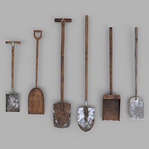 3D model Pack of 6 Medieval Shovels