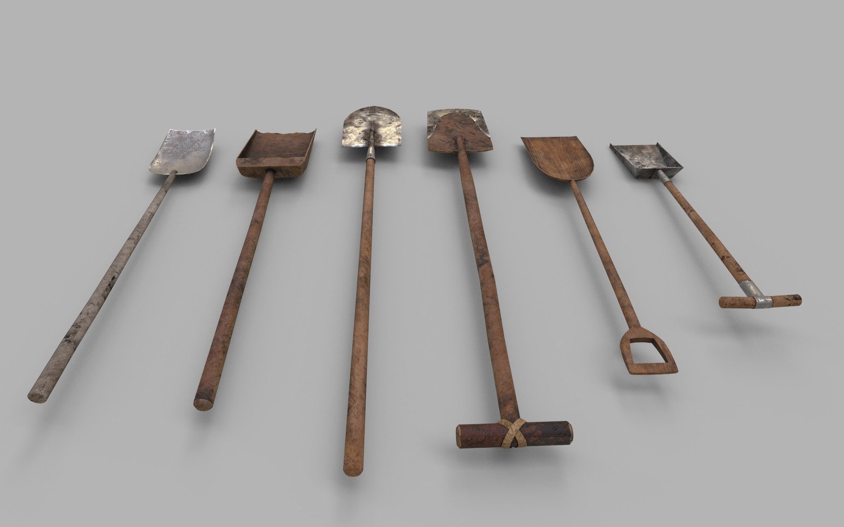 3D Model Pack Of 6 Medieval Shovels - TurboSquid 1729036