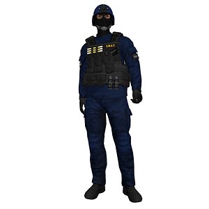 SWAT Soldier 3 LOD2 Rigged