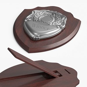 Wooden Award Shield with Decorative Metal Center