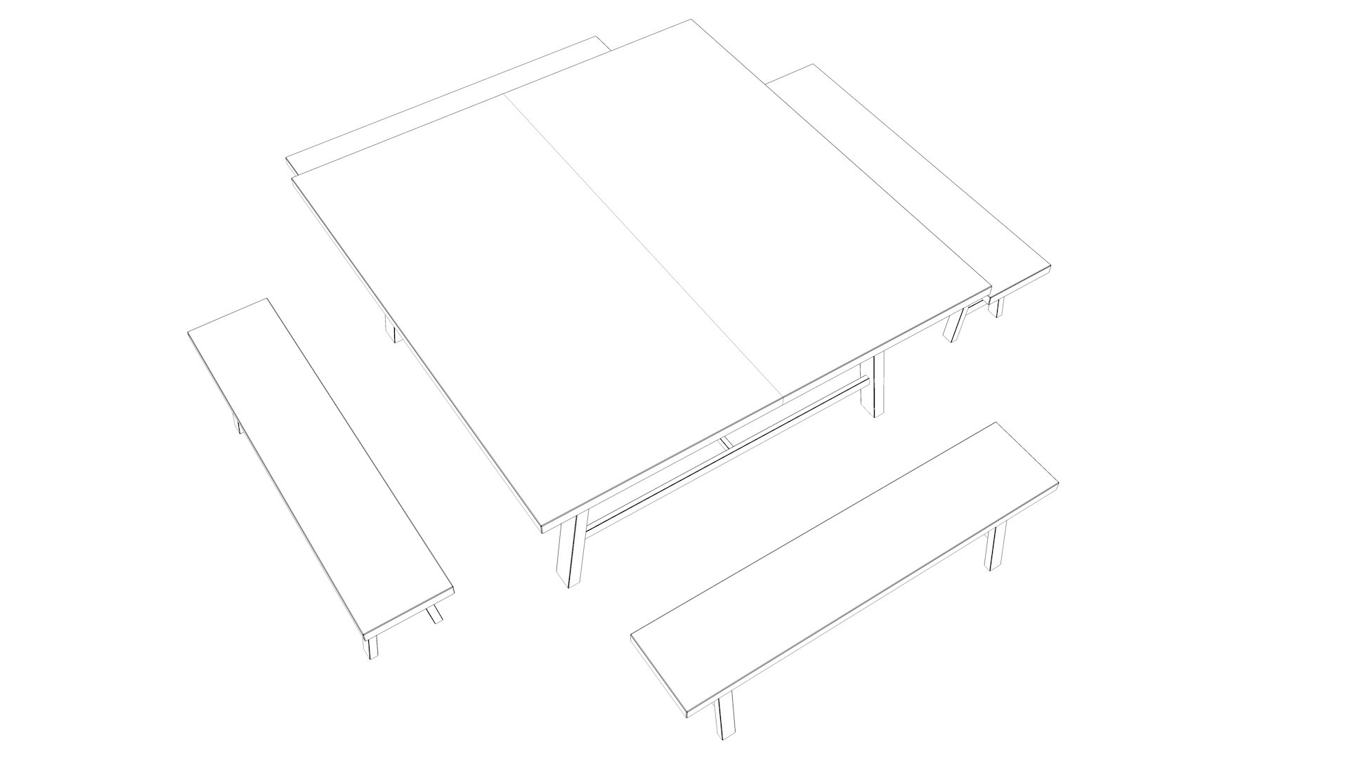 table benches 3d c4d