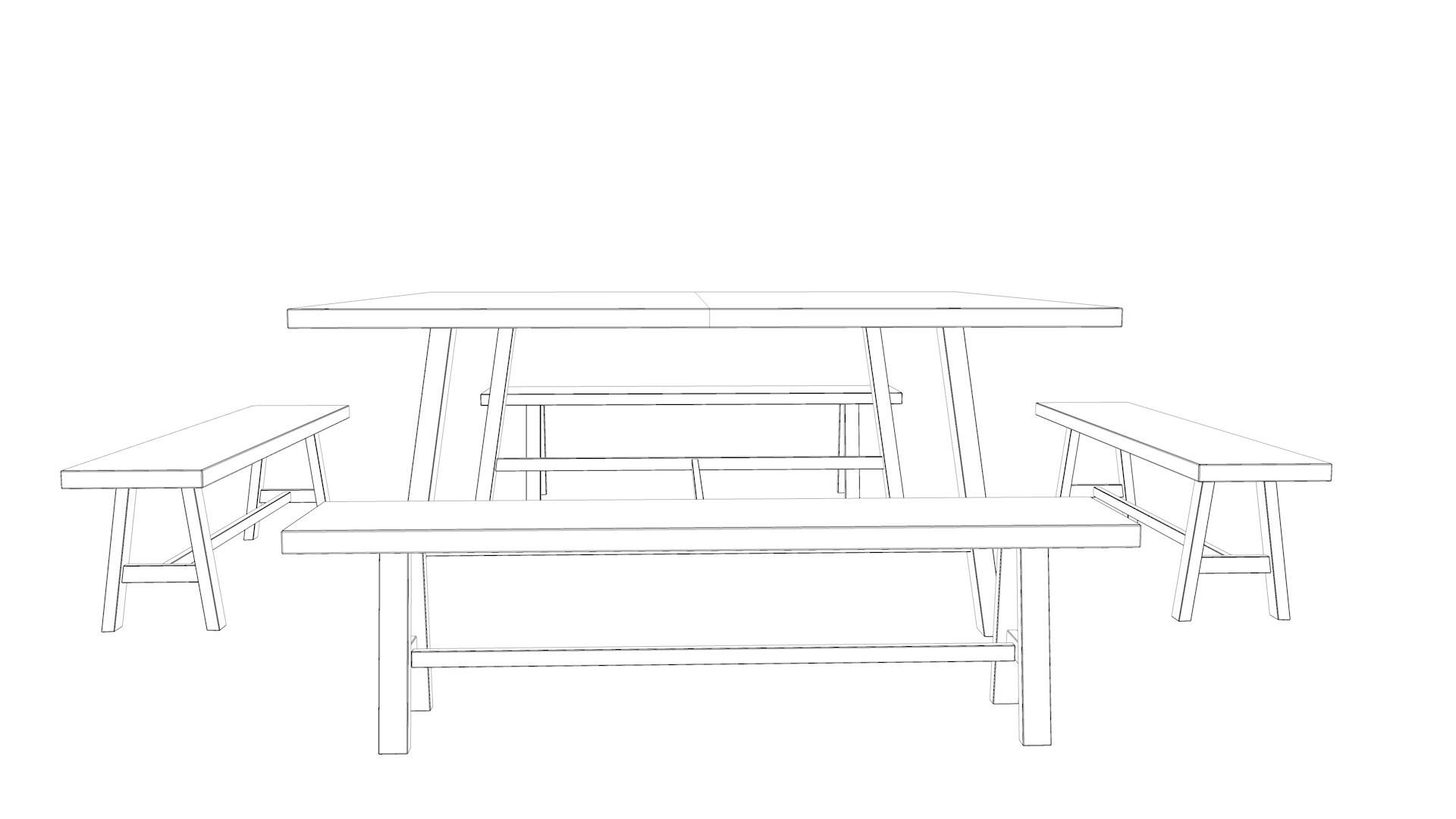 table benches 3d c4d