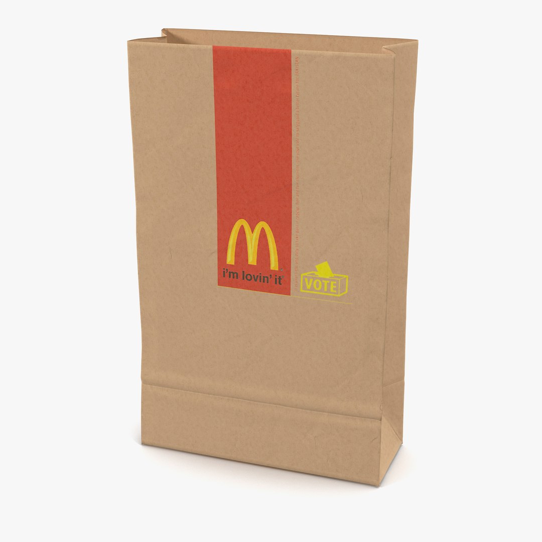 Fast Food Paper Bag 3 Mcdonalds 3D model preview
