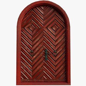 Antique Wooden Doubledoors Red - PBR