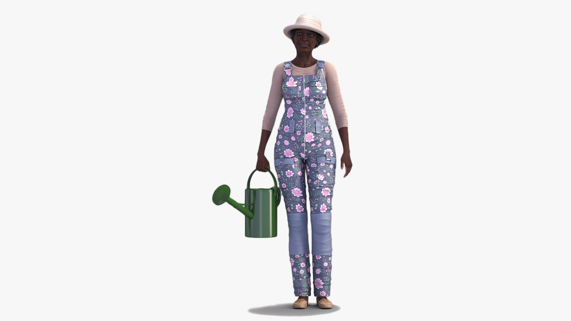 Gardener Afro American Woman Rigged for Cinema 4D 3D model preview