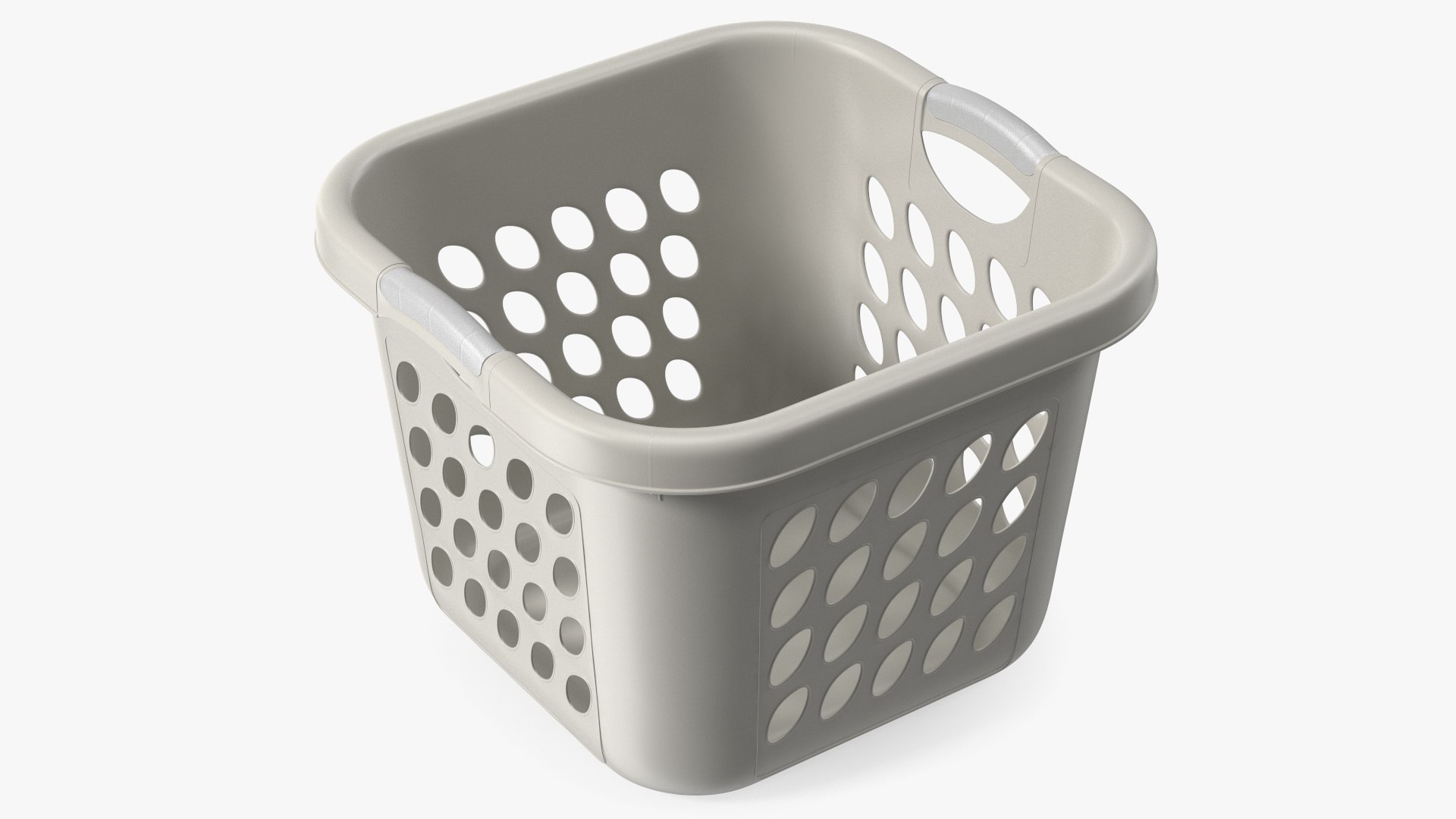 Square Plastic Laundry Basket Grey 3D model preview