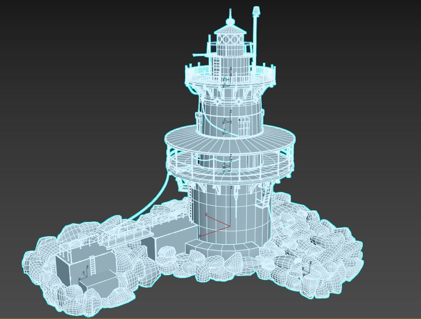 3D Model The Old Lighthouse With Rocky Surroundings - TurboSquid 2237958