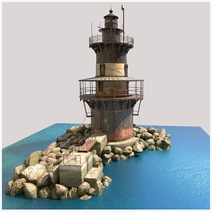 3D model The Old Lighthouse with Rocky Surroundings