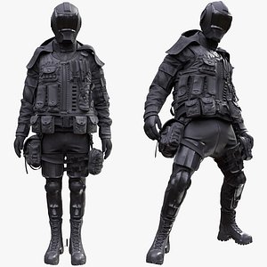 3D Man in Military Outfit 5 - Rigged