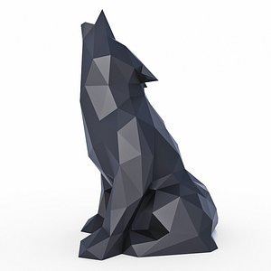 The wolf howls low poly