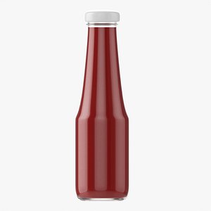 Barbecue sauce in glass bottle 08 3D model