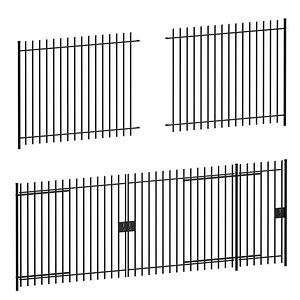 3D Metal fence with wicket and gate model