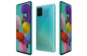 3D model Samsung Galaxy A51 Blue Low Poly