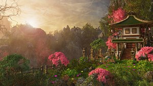 Fantasy Asian House Environment 3D model