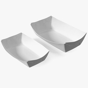 3D White Paper Rectangular Food Tray Set