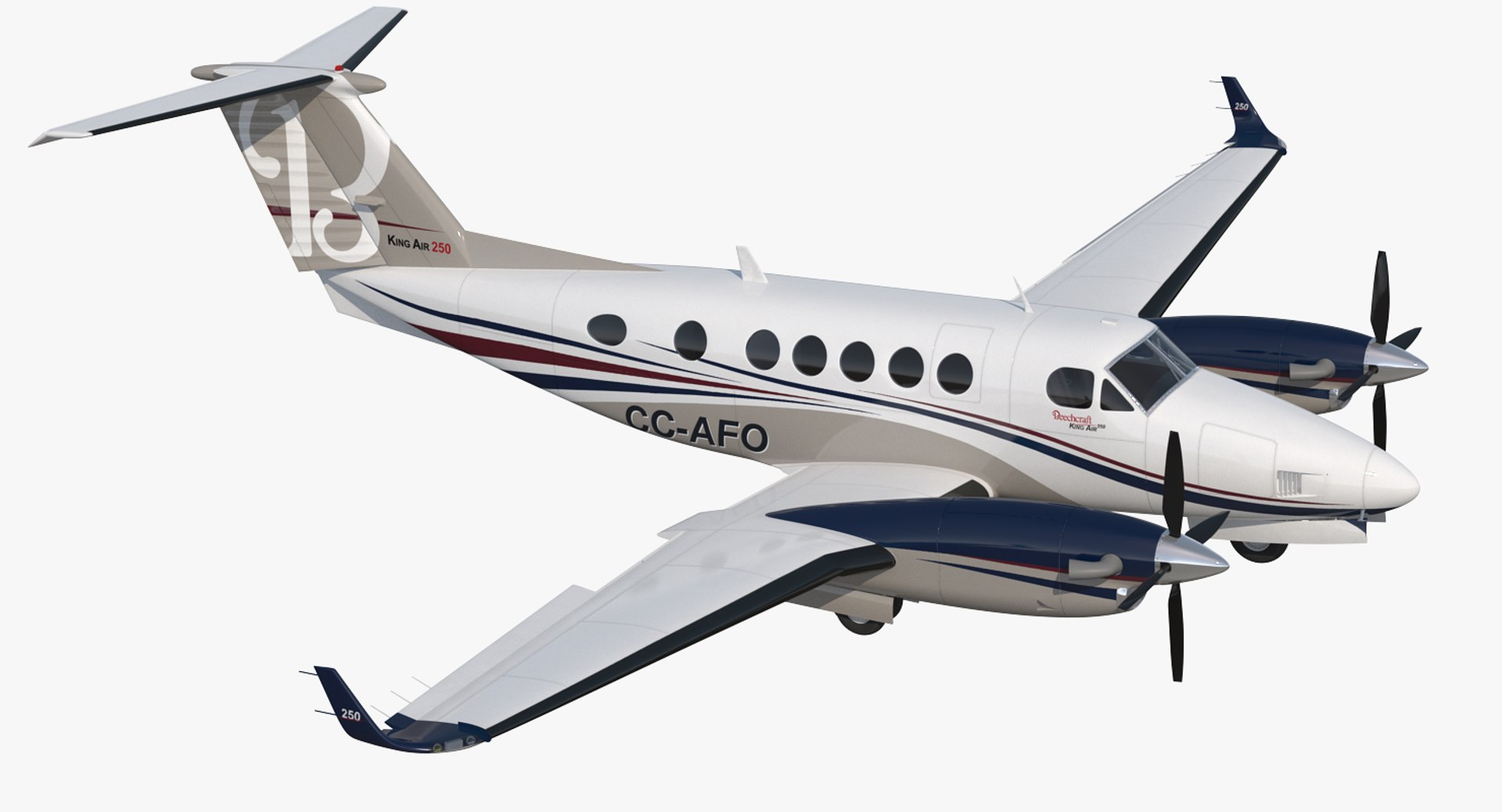 Civil Utility Aircraft Beechcraft Super King Air 250EP Rigged 3D Model 3D model preview