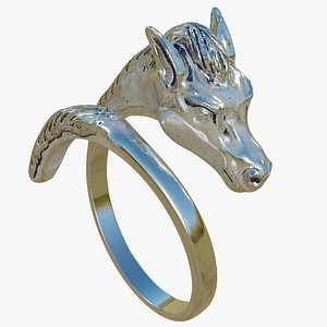 3D Silver Horse Ring