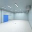 Chambre froide avec murs et portes bleus